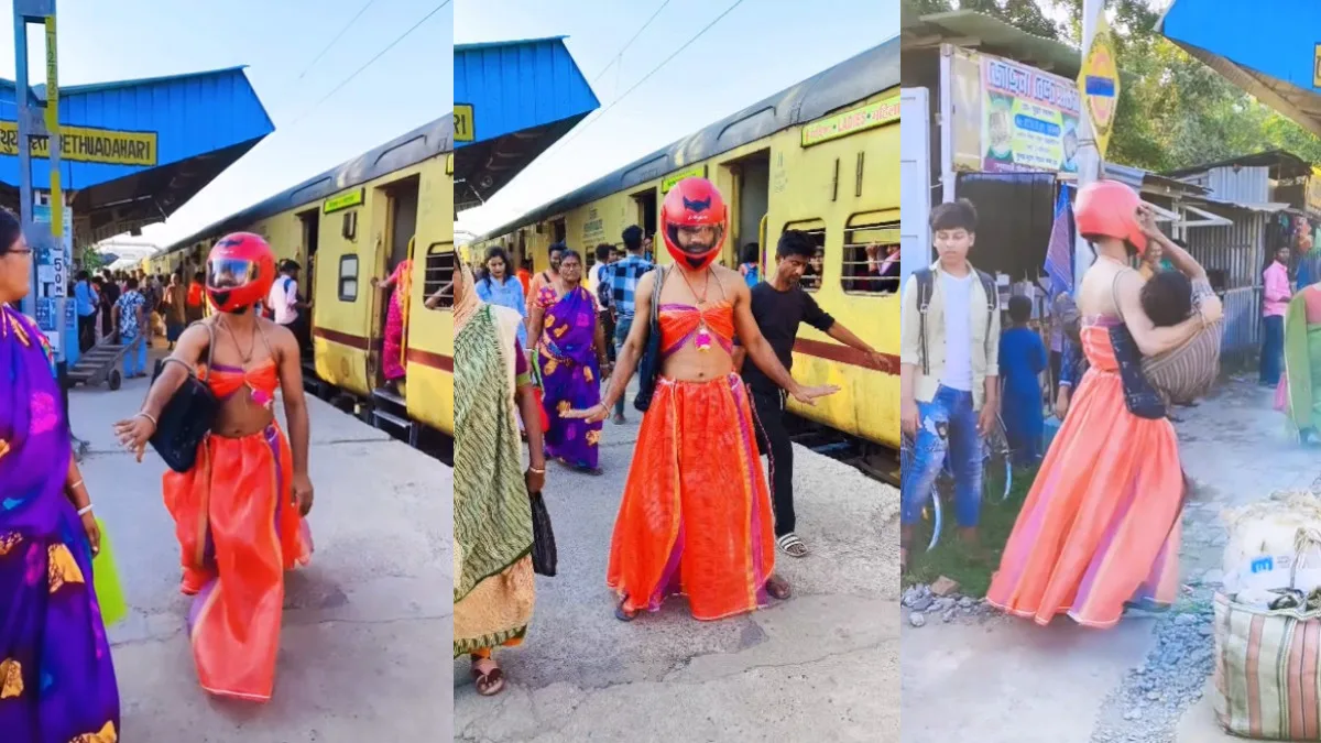 Helmet-Wearing Man's Lehenga Dance Goes Viral