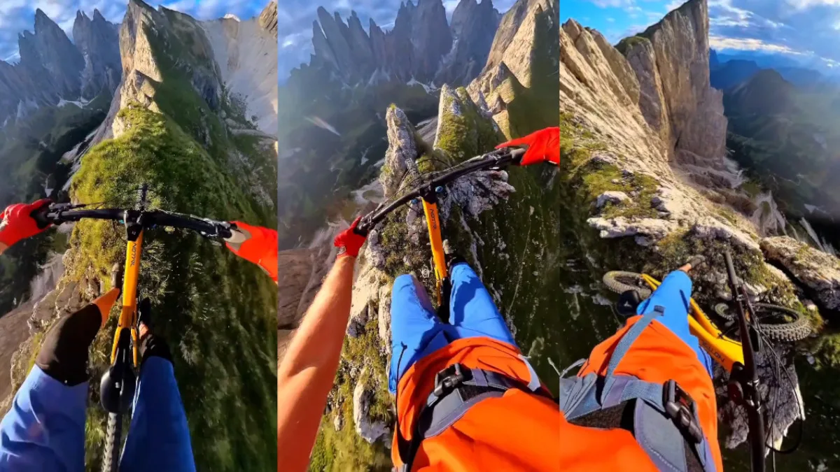 Mountain Biker's Death-Defying Ride in Dolomites Goes Viral