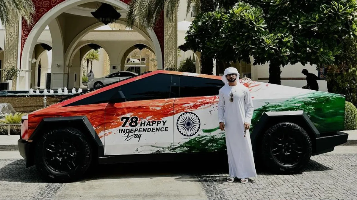 UAE Man Pays Tribute to India with Tricolour Tesla