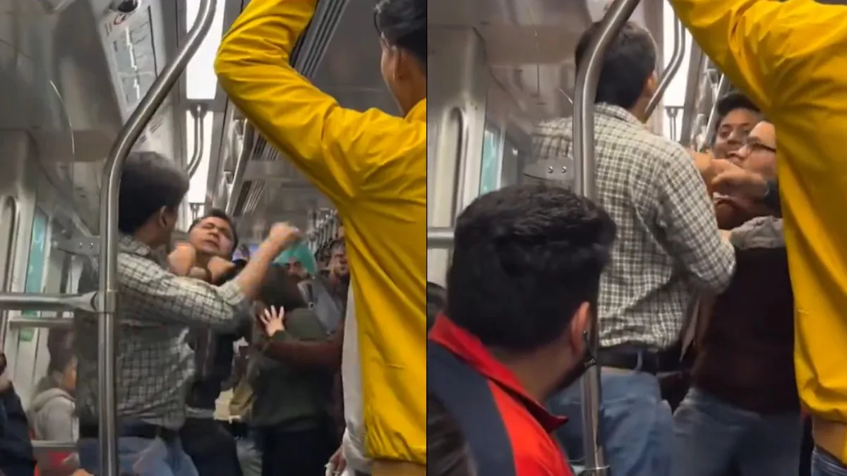 Viral Video Passengers Clash in Delhi Metro