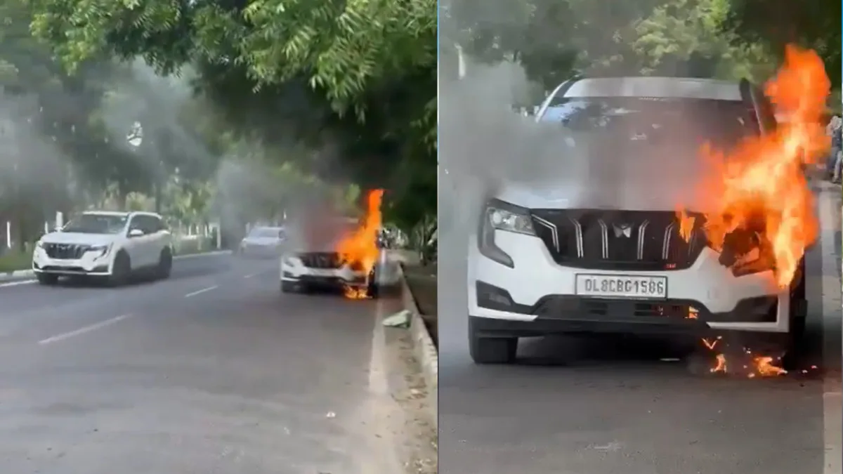 Greater Noida: Mahindra XUV 700 Catches Fire, Firefighters Battle Blaze for 30 Minutes